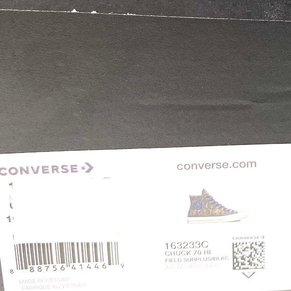 CONVERSE Men's Size 10.5 163233C Chuck 70 HI Black Textural Camo Canvas Sneakers - Picture 10 of 10